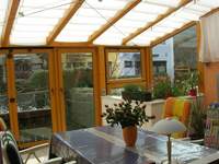 Fertigsegel-Wintergarten 96 x 330 cm - uni wei�   Innenbeschattung einzelner Felder/F�cher - ohne La