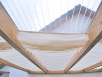 Sonnensegel Wintergarten - 96 x 380 cm - uni hell elfenbein  - mit 40x  Laufhaken + 2x Stopper