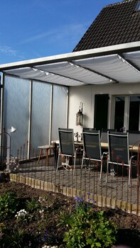 Sonnensegel Wintergartenbeschattung 96 x 330 cm - uni wei�  -  mit  34x Laufhaken + 2x Laufhakenstopper