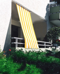 Kit completo toldo vertical - Rayas de bloco amarillo-blanco